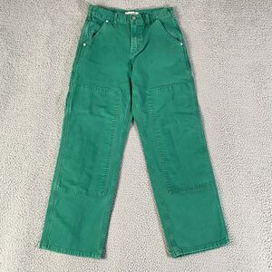 Lucky Brand Carpenter Jeans Womens 26x28 Green Double Knee Relaxed Wide Workwear